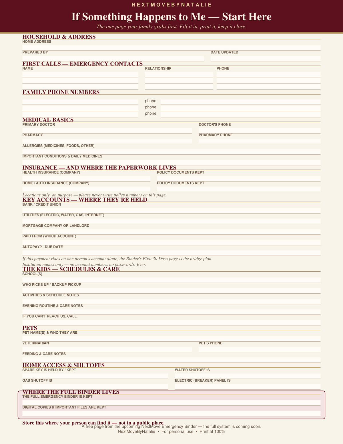 Emergency Binder — Founding Waitlist